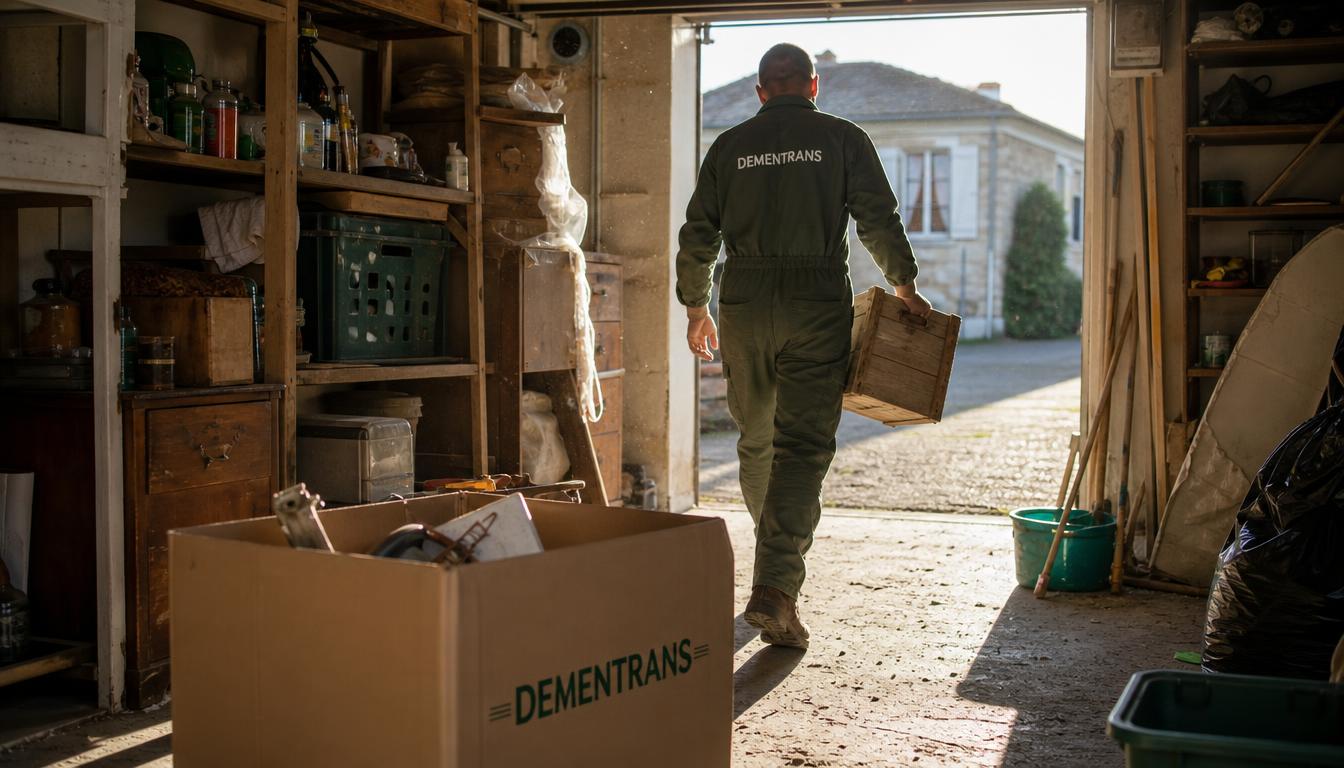 Débarras d'un garage par un professionnel DEMENTRANS
